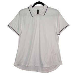 Mondetta Women's Active 1/4-Zip Short Sleeve Mesh Polo Shirt White Size Large